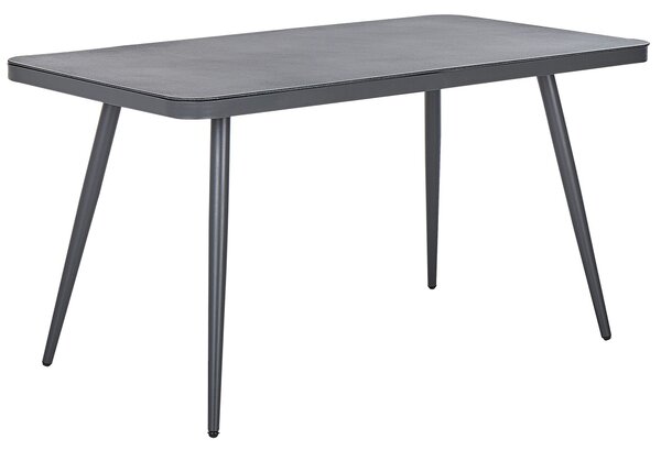 Záhradný jedálenský stôl sivý matný povrch 140 x 80 cm hliník pre 4 osoby minimalistický industriálny štýl