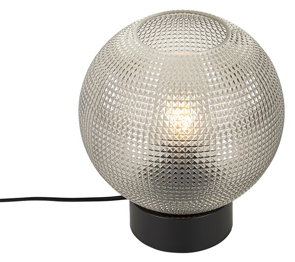 Dizajnová stolná lampa čierna s dymovým sklom - Chico