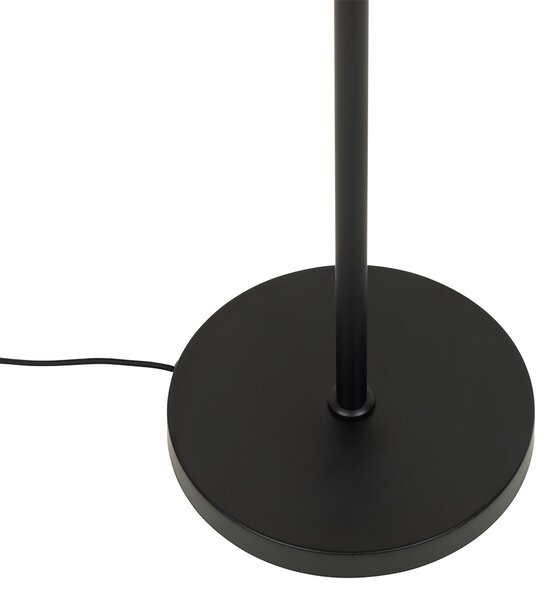 Dizajnová stojaca lampa čierna so zlatom a dymovým sklom - Kyan