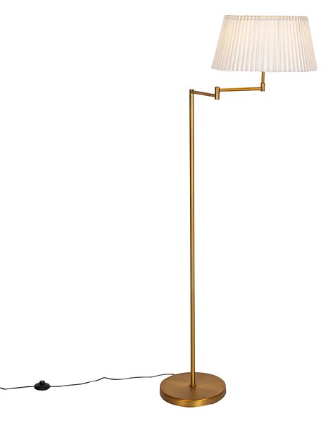 Stojaca lampa bronzová s bielym skladaným tienidlom a nastaviteľným ramenom - Ladas Deluxe