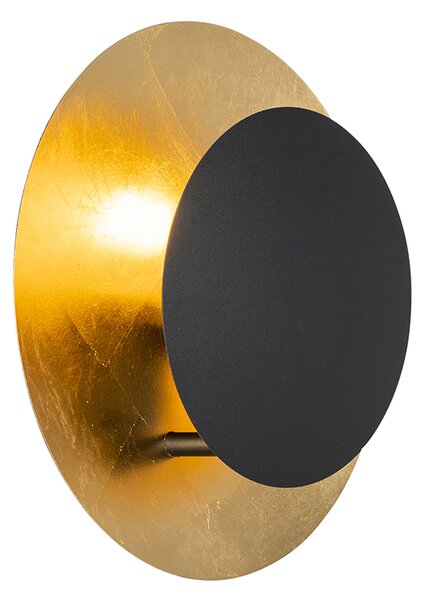 Art Deco nástenná lampa čierna so zlatom - Emilienne