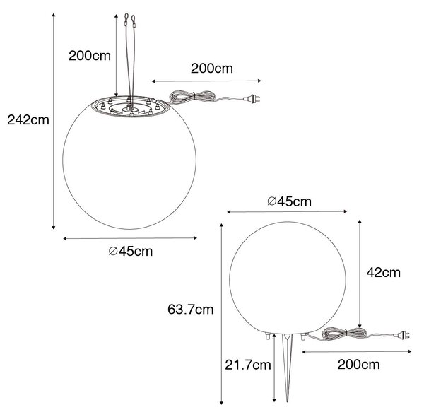 Moderná vonkajšia lampa biela 45 cm IP65 - Nura