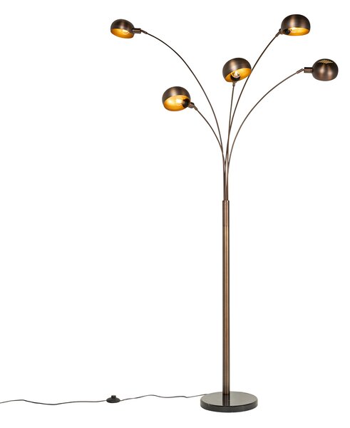 Dizajnová stojaca lampa tmavo bronzová so zlatom 5-svetlo - Sixties Marmo