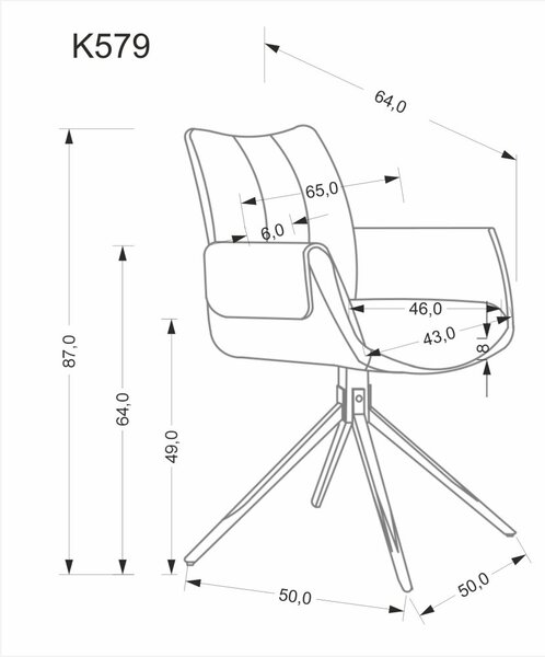 Halmar Jedálenské kreslo / stolička K579 sivá