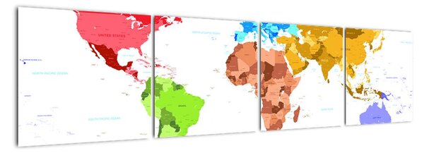Obraz - farebná mapa sveta (Obraz 160x40cm)