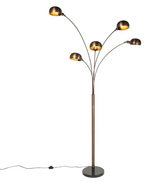 Dizajnová stojaca lampa tmavo bronzová so zlatom 5-svetlo - Sixties Marmo