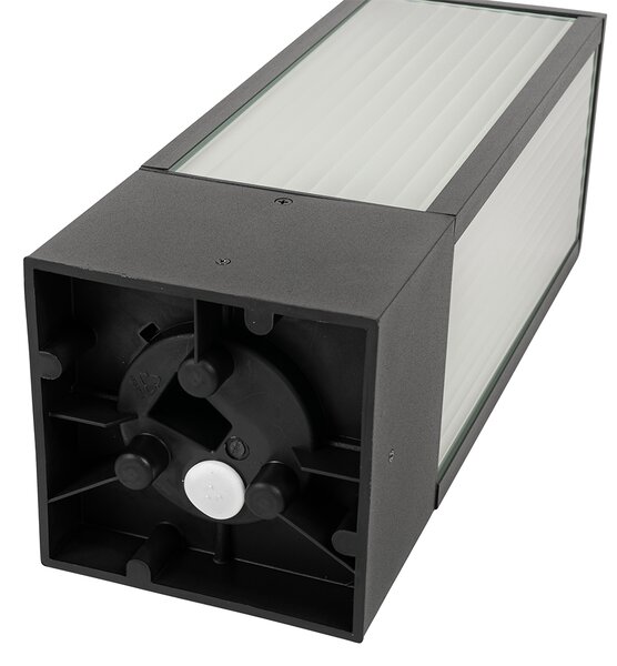 Stojaca vonkajšia lampa čierna s rebrovaným sklom 40 cm IP44 - Charlois