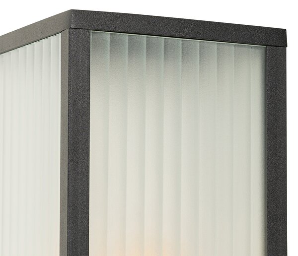 Stojaca vonkajšia lampa čierna s rebrovaným sklom 80 cm IP44 - Charlois