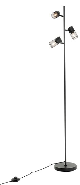 Priemyselná stojaca lampa čierna 3-svetlo - Jim