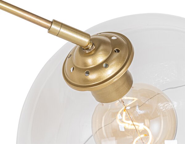 Moderná oblúková lampa mosadz s priehľadným sklom - Arc