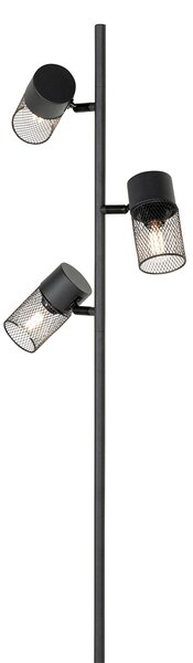 Priemyselná stojaca lampa čierna 3-svetlo - Jim