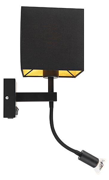 Inteligentná nástenná lampa čierna s USB vrátane Wifi A60 a GU10 - Zeno