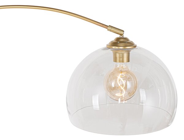 Moderná oblúková lampa mosadz s priehľadným sklom - Arc