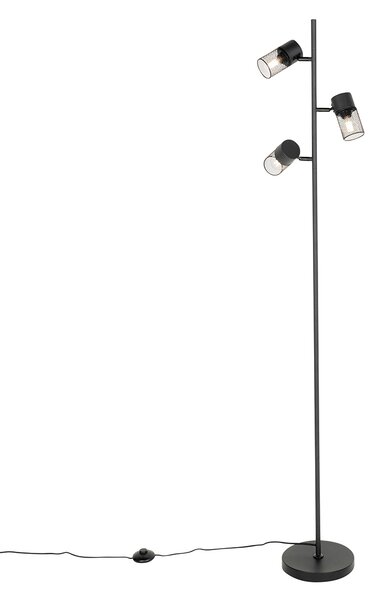 Priemyselná stojaca lampa čierna 3-svetlo - Jim