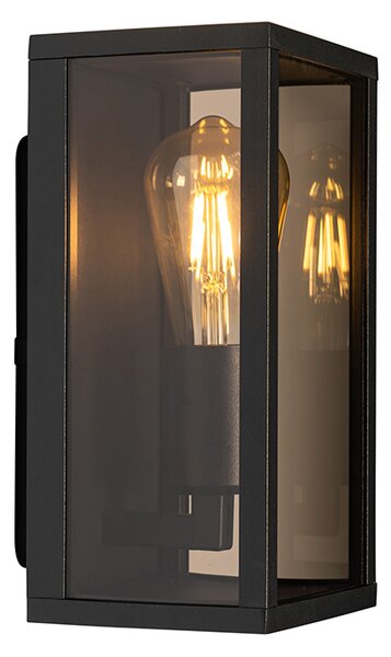 Vonkajšia nástenná lampa čierna s dymovým sklom 26 cm IP44 - Charlois