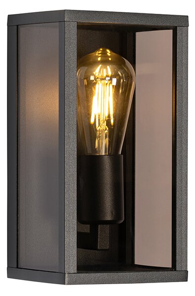 Vonkajšia nástenná lampa čierna s dymovým sklom 26 cm IP44 - Charlois