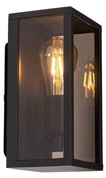 Vonkajšia nástenná lampa čierna s dymovým sklom 26 cm IP44 - Charlois