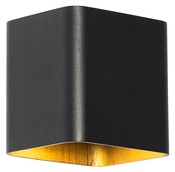 Moderná nástenná lampa čierna vrátane LED IP54 štvorcová - Evi