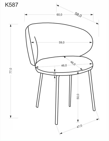 Halmar Jedálenská stolička K587 sivá