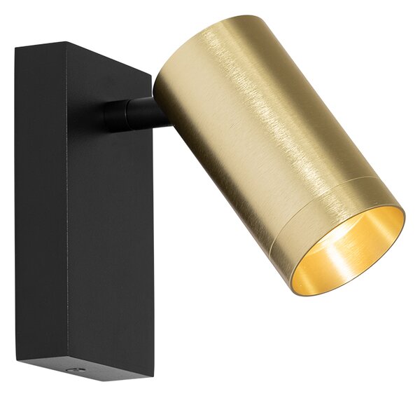 Nástenná lampa čierna so zlatom nastaviteľná s vypínačom - Jeana Luxe