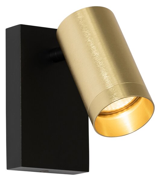 Nástenná lampa čierna so zlatom nastaviteľná s vypínačom - Jeana Luxe