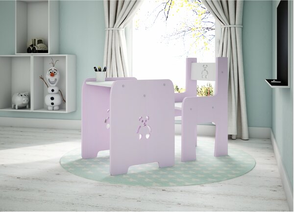 Tee-Pee Stôl so stoličkou Macko Pink