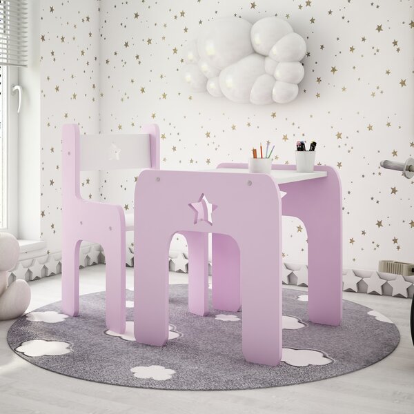 Tee-Pee Stôl so stoličkou Hviezda Pink