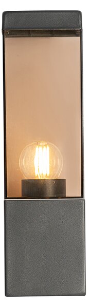 Moderná vonkajšia nástenná lampa tmavosivá s dymovým sklom - Malios