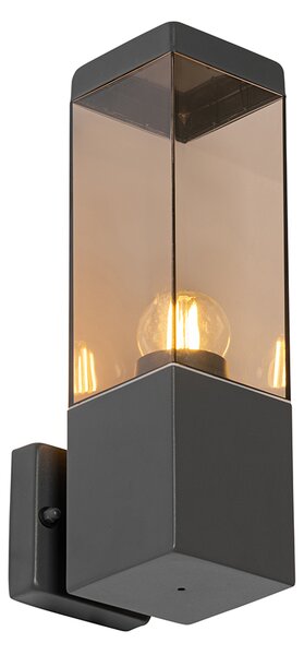 Moderná vonkajšia nástenná lampa tmavosivá s dymovým sklom - Malios