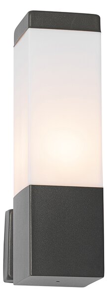 Moderná vonkajšia nástenná lampa tmavosivá s opálom - Malios