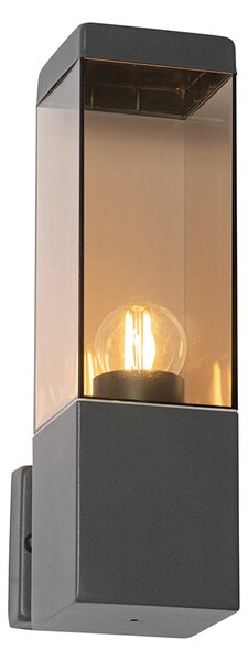 Moderná vonkajšia nástenná lampa tmavosivá s dymovým sklom - Malios