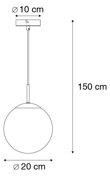 Inteligentné závesné svietidlo mosadzné s oceánovo modrým sklom 20 cm vrátane WiFi ST64 - Pallon