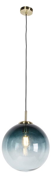Inteligentné závesné svietidlo mosadzné s oceánovo modrým sklom 33 cm vrátane WiFi ST64 - Pallon