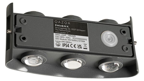 Vonkajšia nástenná lampa tmavosivá vrátane LED 6-žiarovková IP54 - Silly