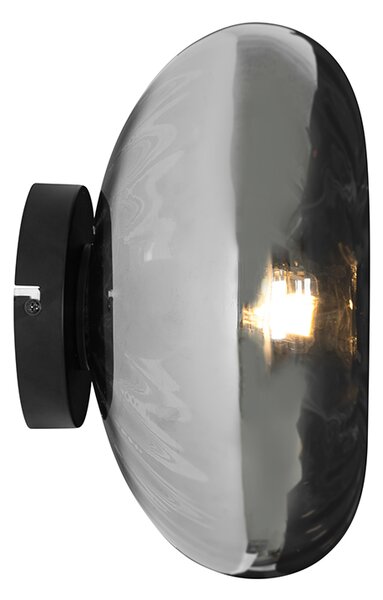 Art Deco nástenná lampa čierna s dymovým sklom - Ayesha