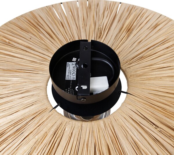 Rustikálna nástenná lampa čierna s lanom 60 cm - Leia