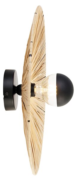 Rustikálna nástenná lampa čierna s lanom 45 cm - Leia