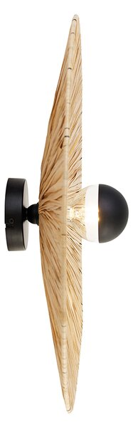 Rustikálna nástenná lampa čierna s lanom 60 cm - Leia