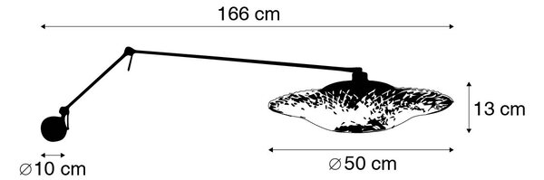 Nástenná lampa čierna s ratanovým tienidlom 50 cm nastaviteľná - Blitz