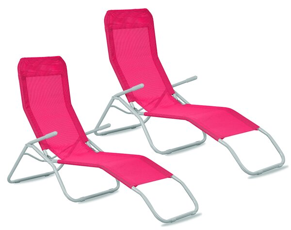 2x Záhradné lehátko Aga SIESTA Ružové