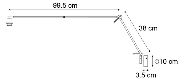 Moderná nástenná lampa čierna nastaviteľná - Blitz