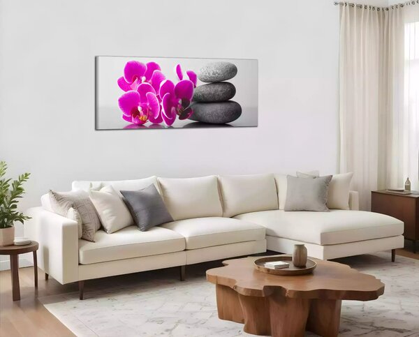 Obraz na plátne Orchidey a zen kamene