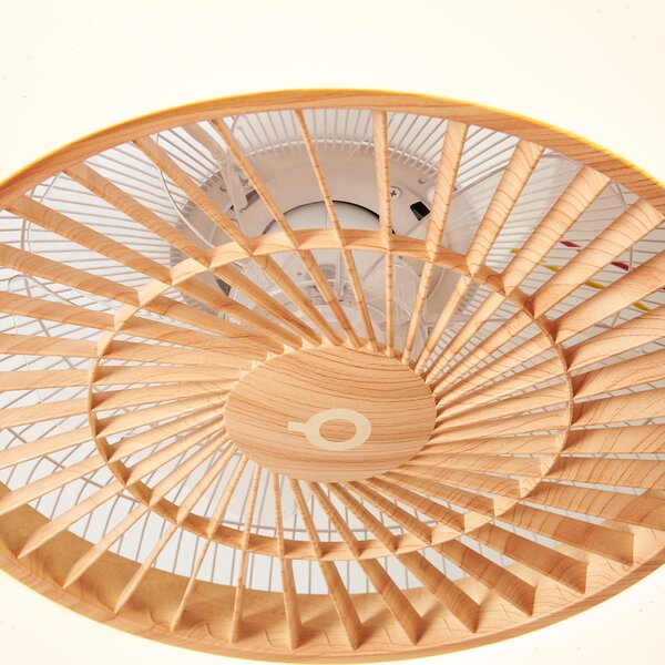 Stropný ventilátor s drevenou potlačou s hviezdnym efektom 60 cm vrátane LED stmievateľného s diaľkovým ovládaním - Climo