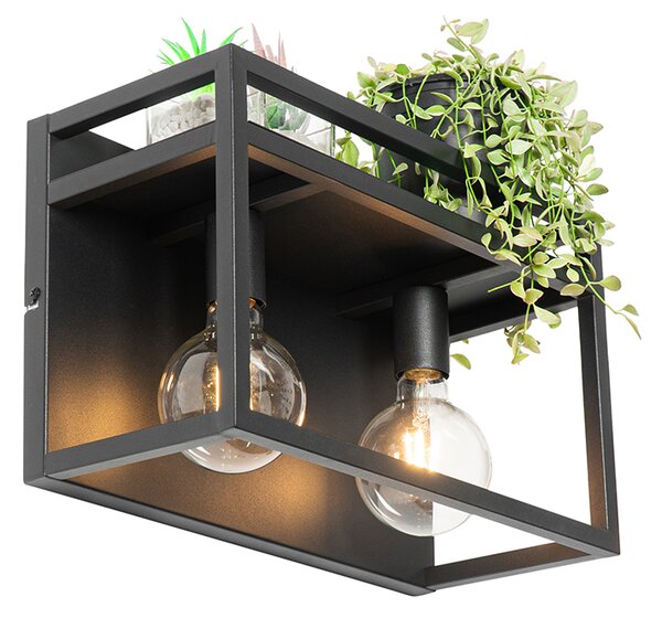 Inteligentná nástenná lampa čierna s poličkou vrátane 2 Wifi G95 - Cage Rack