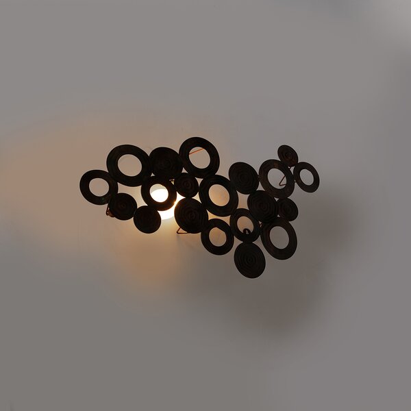 Art Deco nástenná lampa medená 77 cm - Circles