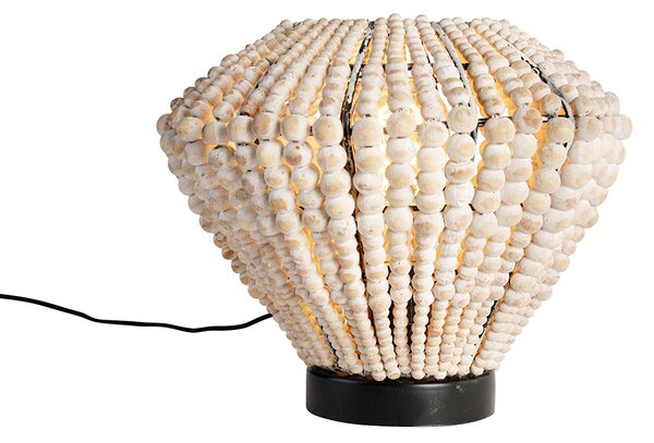 Orientálna stolová lampa béžová s korálkami - Moti