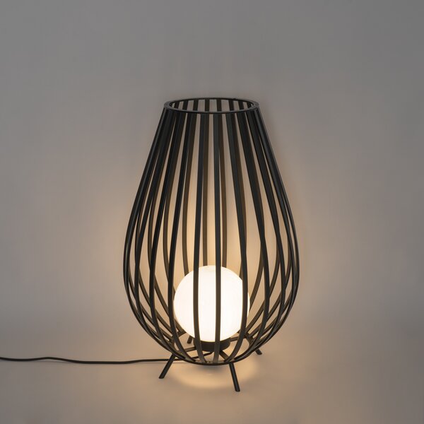 Dizajnová stojaca lampa čierna s opálom 70 cm - Angela