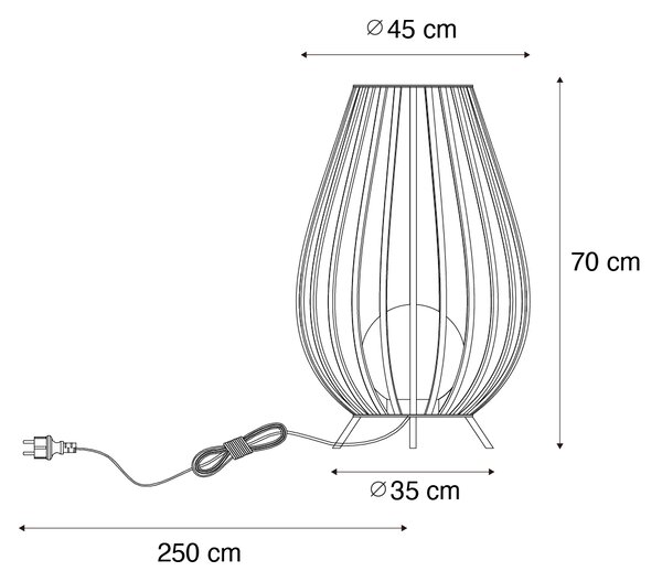 Dizajnová stojaca lampa čierna s opálom 70 cm - Angela