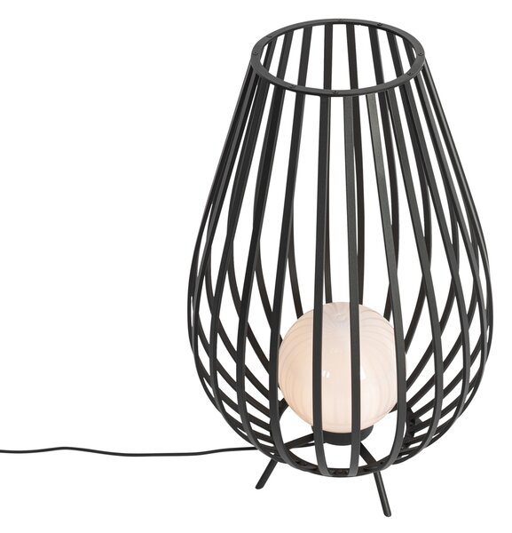 Dizajnová stojaca lampa čierna s opálom 70 cm - Angela