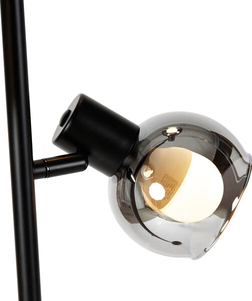 Inteligentná stojaca lampa čierna s dymovým sklom vrátane 3 Wifi P45 - Vidro
